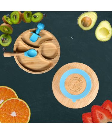 7 Star Bamboo Baby Weaning Set | Suction Bowl, Plate, Spoon & Fork | Non-Slip | Blue - Buy Online on SooperMarket.com