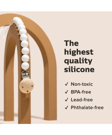 Premium Silicone Pacifier Clip - Safe Holder for Baby and Toddlers - Neutral White - Center Coast Collections - Buy Online on SooperMarket.com