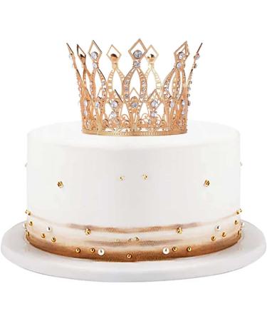 Rhinestone Crystal Crown Cake Topper - Handmade Tiara for Baby Shower, Birthday, Wedding - Rose Gold - Buy Online on SooperMarket.com