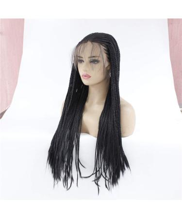 Buy Black Three-Small Braid Wig | High-Temperature Silk Front Lace | Large Size Chemical Fiber Wig | International Shipping Available - Buy Online on SooperMarket.com
