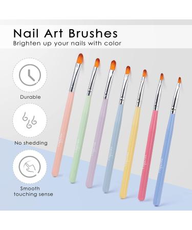 TEOYALL 7 PCS Gel Nail Brushes Set - Oval Flat & Builder Tips for Poly Gel Extension - Multicolor Nail Art Brushes - Buy Online on SooperMarket.com