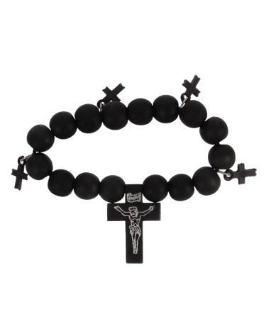Didiseaon Cross Jewelry Gift Cross Bracelets Beaded Bracelets for Men Cross Braclet Charm Bracelet Baptism Gifts 10x10cm Black