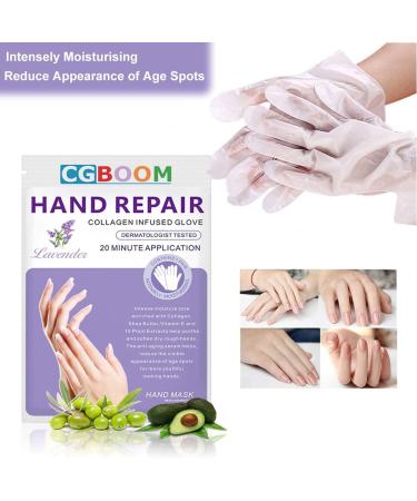 Lavender Hand Moisturizing Gloves - 3 Pairs | Hydrating and Anti-aging Hand Mask for Dry, Cracked Skin - Buy Online on SooperMarket.com