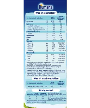 Humana Children's Milk Powder 1+ | Nutrient-Rich Drink for Toddlers | 650g - Perfect for Meals or Occasional Use - Buy Online on SooperMarket.com