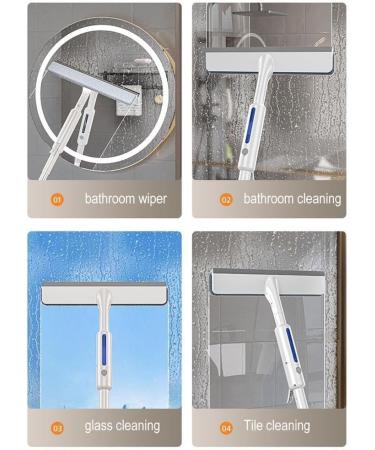 Squeegee For Window Cleaning with Spray and 3 Pads 2024 New Double Sided Spray Window Retractable Cleani Cleaner Spray Glass White 30cm panel - Buy Online on SooperMarket.com