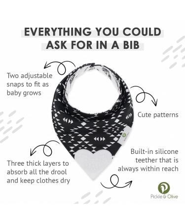 Pickle & Olive Reversible Baby Teething Bibs with Heart Shaped Teether - Monochrome (Set of 2) - Buy Online on SooperMarket.com
