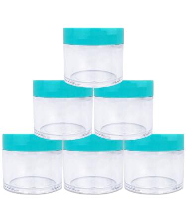 Beauticom 12 Piece 1 oz Acrylic Round Clear Jars with Flat Top Lids - Perfect for Creams Lotions Makeup & Herbs - SKY BLUE TEAL - Buy Online on SooperMarket.com