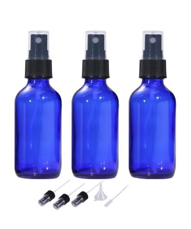 LIYUABU 60ml Empty Blue Glass Spray Bottles Small Fine Mist Atomiser Refillable Reusable Travel Spray Bottles for Essential Oil Hair Aromatherapy Perfumes Cleaning(3 Pack) Blue Paquet de 3
