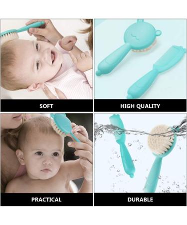 TOYANDONA 1 Set Baby Hair Brush and Comb Set for Newborns and Toddlers Baby Massage and Scalp Brush Ideal for Baby Cradle Cap Baby Shower Registry Gift Blue - Buy Online on SooperMarket.com