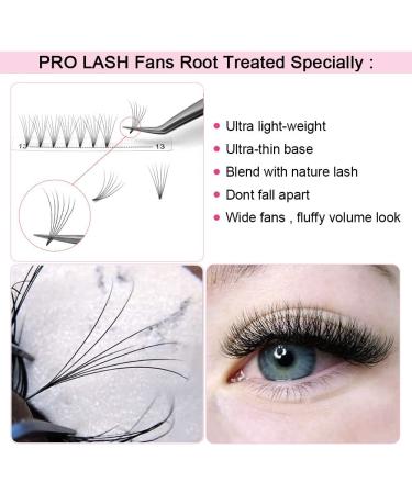 6D-C-0.07-11mm Short Stem Pre Made Fan Eyelash Extensions - Russian Volume Lashes 0.07 - 11mm Length - Buy Online on SooperMarket.com