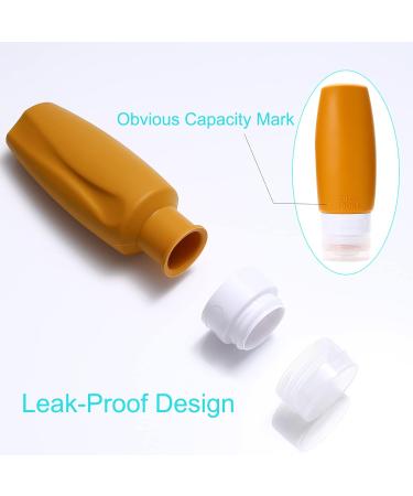 90ml Silicone Travel Bottles Set - BPA-Free Leak-Proof Refillable - Perfect for Toiletries Lotion Shampoo Conditioner (Brown) | International Shipping - Buy Online on SooperMarket.com