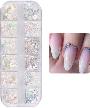 1PC Nail Art Glitter Flake Nail Art Foil Flake Nail Glitter Flakes Shining Holographic 12 Grids Nail Glitter Flake for Summer Nail Art Decoration - Buy Online on SooperMarket.com