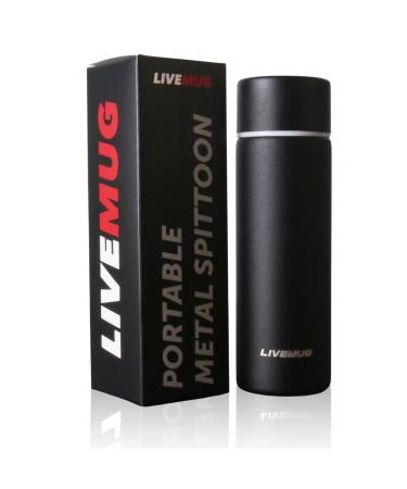 LIVEMUG Pocket Spittoon Bottle for Chewing Tobacco - 5 Oz Stainless Steel Portable Spit Cup, Dip Spitting Bottle - Wide Mouth, Spill Resistant Spitter, (Matte Black)