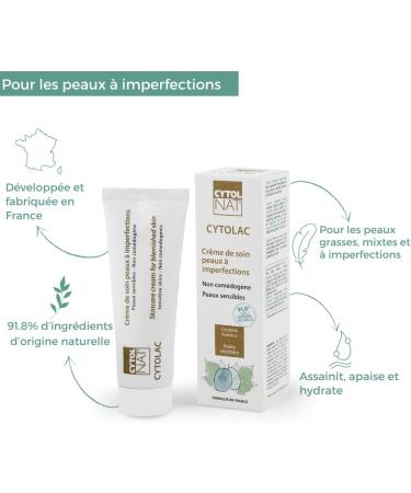 Cytolac Anti-Imperfections Cream-Sensitive skin with acneic tendencies-soothes and moisturizes skin with acneic tendencies-Visible and lasting reduction in the number of blackheads 50 ml-Cytolnat - Buy Online on SooperMarket.com