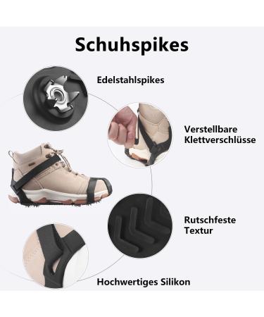 Ceestyle 11-Tooth Stainless Steel Crampons for Mountain Shoes - Anti-Slip Shoe Spikes for Hiking Trail Running Trekking & Winter Outdoor Activities | Black - Buy Online on SooperMarket.com