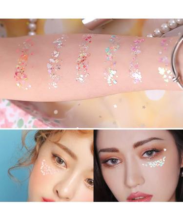 Chunky Holographic Body Glitter - 12 Color Mixed Cosmetic Sequins for Face, Eyes, Hair, Body - Festival Makeup & Nail Art - Buy Online on SooperMarket.com