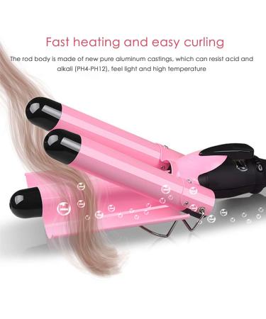 Professional 3 Barrel Curling Iron Hair Waver - 1 Inch Ceramic Curler with LCD Display (Pink) | Perfect for Gorgeous Waves | International Shipping Available - Buy Online on SooperMarket.com