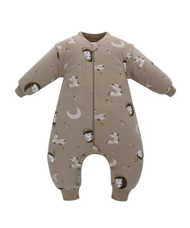 Baby Sleep Sack with Legs 100% Cotton Wearable Blanket with Feet Detachable Long Sleeves Baby Sleep Bag with 2-Way Zipper & Buttons Unisex Sleeping Sack for Autumn & Winter 12-24 Months (Bunny Moon S)