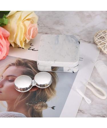 Wifehelper Square Contact Lens Container with Mirror - Stylish Marble Outer Box & Golden Glass Holder for Color Contacts - Perfect for Travel & Shower - Buy Online on SooperMarket.com
