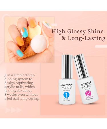 Dip Powder Gel Set - Activator, Base, Top Gel & Brush Saver - 0.5oz/Bot - Dipping Powder Acrylic Nail Manicure Pedicure - Buy Online on SooperMarket.com