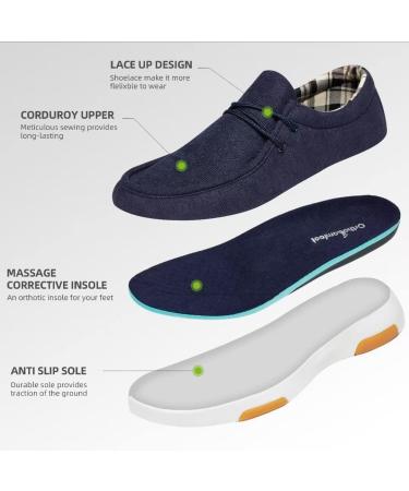 OrthoComfoot Men's Slip-On Arch Support Boat Shoes - Plantar Fasciitis Relief, Comfortable Walking Loafers - Navy, Size 11W - Buy Online on SooperMarket.com