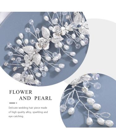 Easedaily Silver Flower Leaf Bridal Hair Vine Headpiece with Pearls - Wedding Hair Accessories for Women and Girls - Buy Online on SooperMarket.com