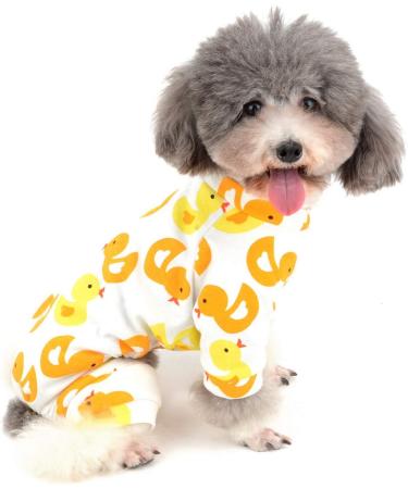Zunea Soft Cotton Overall for Small Dogs - Enchanting Yellow Duck Romper Pajama Clothing for Pets & Puppies (Pack of 1) - Buy Online on SooperMarket.com