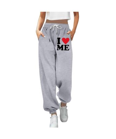 WILLBEST Sport Pants for Women Running Joggers Causal Gym Workout Yoga Sweatpant Ladies Elasticated Waist Trousers Jogging Tracksuit Bottoms with Pockets L 3322-djufh-gy1-1