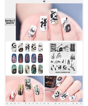 KADS Nail Stamping Plate Chinese Style Nail Art Stamp Template bamboo Lotus DIY Image Template Manicure Stamping Plate Stencil Tools (CN028) - Buy Online on SooperMarket.com