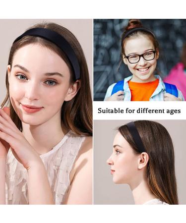ANBALA Black Headbands for Women - 5 Pack of Plain DIY Satin Headbands in Various Sizes - Non-Slip and High Elasticity Headbands for Women and Girls - Buy Online on SooperMarket.com