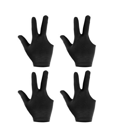 PATIKIL 3 Fingers Pool Gloves, Billiard Gloves Left & Right Hand Show Gloves Pool Cue Glove, for Shooter Carom Pool Snooker Cue Sport Black