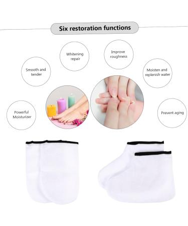 2 Pairs Leather Horn Boots Cloth Gloves Booties Beauty Foot Care Socks soap Paraffin Bath Mitts and Booties Men Home face Polyester Lining White Man Socks - Buy Online on SooperMarket.com