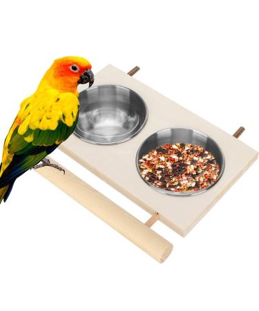 Stainless Steel Bird Feeding Bowl for Cage Parrot Food Water Feeder Cage Accessory with Stand for Pet Birds Like Parakeet Conure Cockatiels Finches Durability