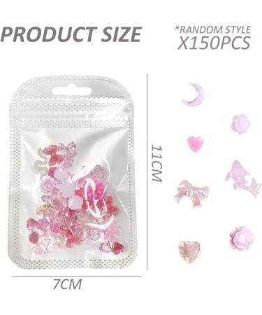 150 Rhinestone Nail Art Decorations Adorable Nail Art Accessories Pink Hearts Bows Dolphin Shapes Used for Nail Art Decoration DIY Phone Cases etc. - Buy Online on SooperMarket.com