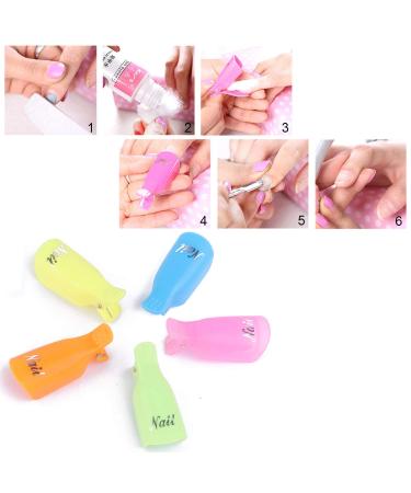 50 Pcs Nail Polish Remover Clips - Acrylic Soak Off Cap for UV Gel Polish Removal in 5 Colors - Buy Online on SooperMarket.com