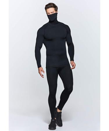 TSLA Men's UPF 50+ Mock Long Sleeve Compression Shirt | 1 or 3 Pack | Athletic Workout & Water Sports Rash Guard | Black Medium - Buy Online on SooperMarket.com