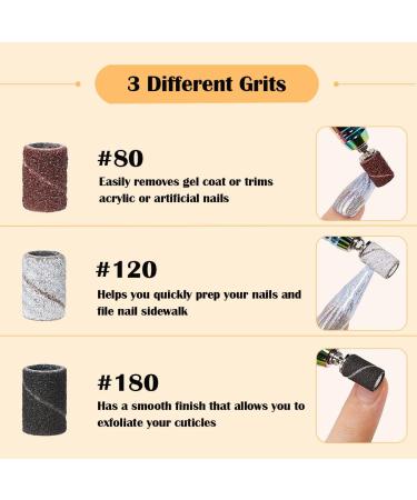 LICQIC 150Pcs Nail Sanding Bands 80#120#180# Grit 3 Colors with Nail Drill Bit - Manicure & Pedicure Care Tools - Buy Online on SooperMarket.com