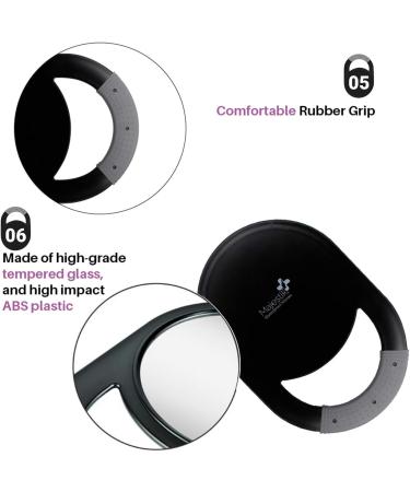 Shatterproof Unbreakable Hand Mirror with Anti-Slip Silicone Handle Grip - Black - Buy Online on SooperMarket.com