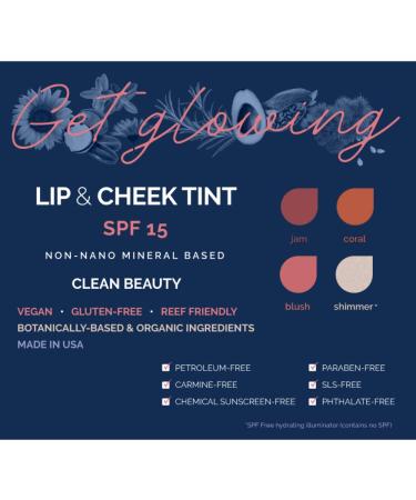 Get Glowing Lip & Cheek Tint - SPF 15 Vegan Mineral Balm Cream Blush - Organic Sustainable Ingredients - Buy Online on SooperMarket.com