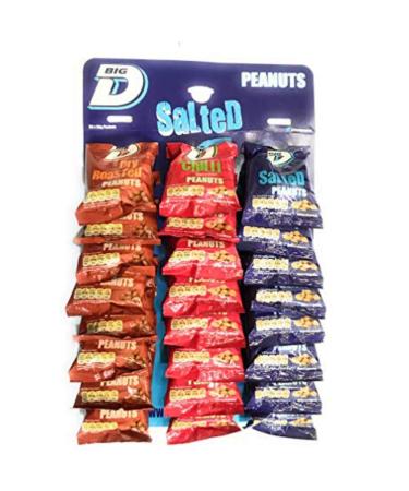 Big D Nuts | Mixed Pub Hanging Card 24x50g | 8 x Salted - 8 x Dry Roasted - 8 x Chilli