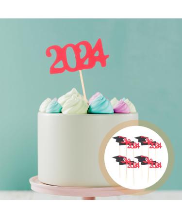 HOLIDYOYO 12pcs 2024 Graduation Season Cake Insert Graduation Cake Toppers Graduation Party Decorations Top Hat Party Supplies Grad Party Cupcake Topper Paper Cup Dessert Props Red - Buy Online on SooperMarket.com