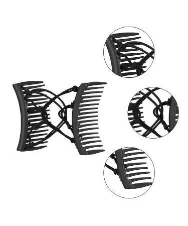 4 Pieces Adjustable Double Comb Hair Clip Set for Thick Curly Hair - Coffee and Black - Buy Online on SooperMarket.com