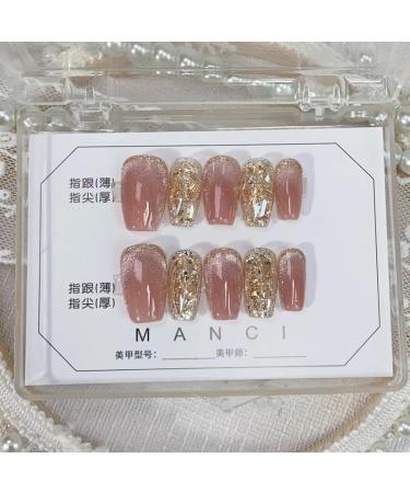 Handmade wearable nail enhancement product crystal cat eye ice transparent bare powder whitening fake nail patch detachable (Color : M Length) - Buy Online on SooperMarket.com