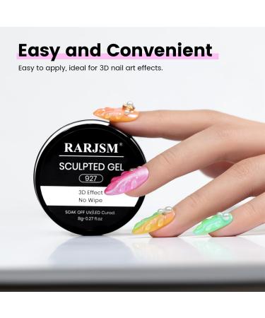 RARJSM No Wipe Clear 3D Sculpting Gel Painting Gel Polish Nail Art Designs Chrome Nail Powder Nail Charms Rhinestone Decoration Adhesive Glue Drawing Painted Sculpture Hard Gel UV LED Curing Requires - Buy Online on SooperMarket.com