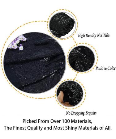 3 Feet Sequin Fabric by The Yard - Xmas Decor Tablecloth Linen - 1 Yard Black - Buy Online on SooperMarket.com