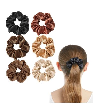 6 Pieces Hair Scrunchies Multi Colors Satin Elastic Soft Hair Ties Scrunchy Hair Bands for Girls and Ladies