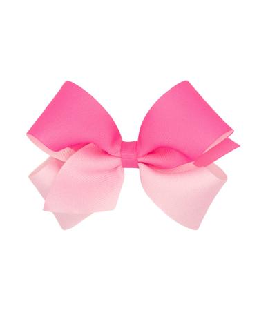 Wee Ones Girls' Colorful Ombre Print Grosgrain Hair Bow on a WeeStay No-Slip Hair Clip  Medium  Hot Pink Medium Hot Pink