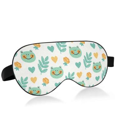 Haskirky Light Blocking Eye Mask Breathable and Adjustable Adult Men and Women Travel on Business Trips Yoga Meditation Light Smooth Comfortable Eye Mask Office Deep Sleep Goodies Cartoon Green Fro