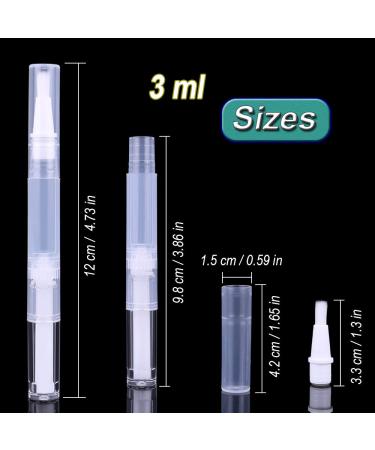 12Pcs 3ml Empty Nail Oil Pens with Brush Tip for Lip Gloss and Eyelash Growth - Transparent Twist Pens for Precise Application (12PCS) - Buy Online on SooperMarket.com