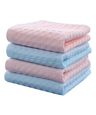 FRCOLOR 4pcs Cotton Towel Absorbent Towels Makeup Washcloths Makeup Remover Towel Facial Washcloths Bathroom Washcloths Bath Supply Washcloth Bathroom Accessory Bath Towel Baby Scarf Blue